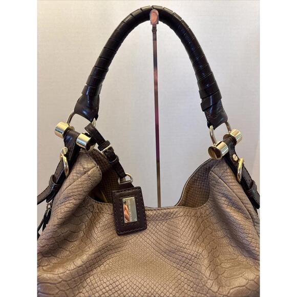 Antonio Melani Cowhide Leather Snakeskin Hobo Shoulder Bag Purse - Picture 2 of 9